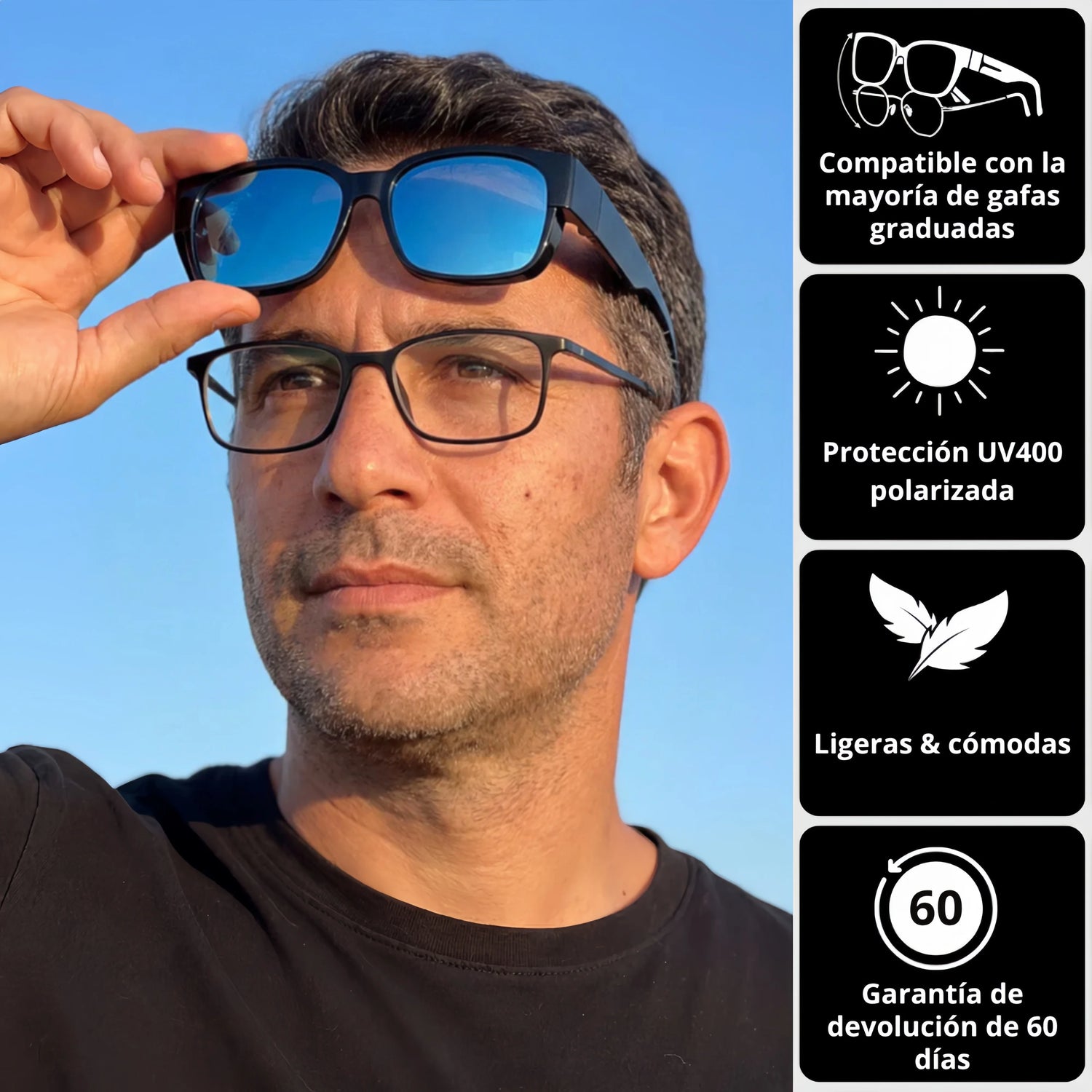 Gafas de sol superpuestas